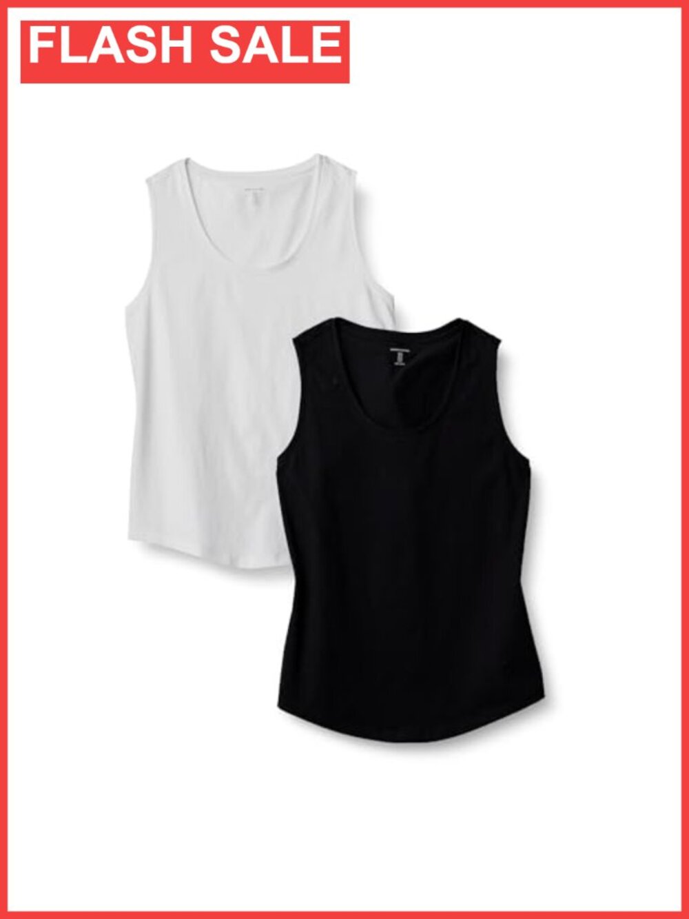 Women's 100% Cotton Sleeveless Tank Top Pack of 2 Regular Fit Scoop Neck